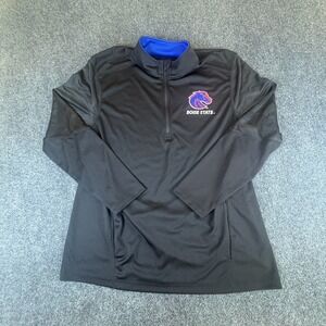 Captivating Boise State Broncos NCAA Jacket‎ Mens Large Black Logo Quarter Zip